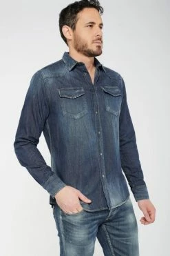 Chemise Juanito En Jeans Bleu -Le Temps des Cerises Soldes Magasin 202 hjuanito00w1195 3001 imaged2