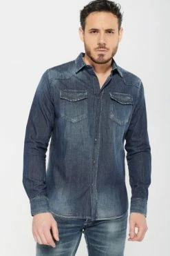 Chemise Juanito En Jeans Bleu -Le Temps des Cerises Soldes Magasin 202 hjuanito00w1195 3001 imaged4