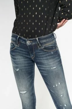 LE TEMPS DES CERISES Sib Pulp Slim 7/8ème Jeans Destroy Vintage Bleu N°2 -Le Temps des Cerises Soldes Magasin 212 jfsib000w1279 3001 imaged2