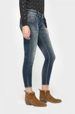 LE TEMPS DES CERISES Sib Pulp Slim 7/8ème Jeans Destroy Vintage Bleu N°2 -Le Temps des Cerises Soldes Magasin 212 jfsib000w1279 3001 imaged4