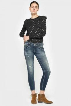 LE TEMPS DES CERISES Sib Pulp Slim 7/8ème Jeans Destroy Vintage Bleu N°2 -Le Temps des Cerises Soldes Magasin 212 jfsib000w1279 3001 imaged5