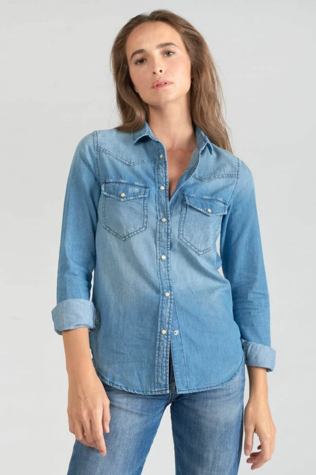 LE TEMPS DES CERISES Chemise En Jeans Juanita Bleu Clair 1 LE TEMPS DES CERISES Chemise En Jeans Juanita Bleu Clair