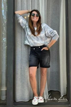 LE TEMPS DES CERISES Bermuda Mary En Jeans Noir By Véronika Loubry