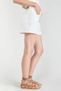 LE TEMPS DES CERISES Short Mosta En Jeans Blanc à Fermeture Asymétrique -Le Temps des Cerises Soldes Magasin 221 jfmosta00wpig 1001 imaged4