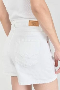 LE TEMPS DES CERISES Short Mosta En Jeans Blanc à Fermeture Asymétrique -Le Temps des Cerises Soldes Magasin 221 jfmosta00wpig 1001 imaged5
