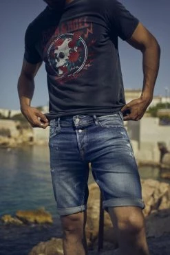 LE TEMPS DES CERISES Bermuda Laredo En Jeans Bleu Foncé Destroy