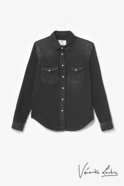 LE TEMPS DES CERISES Chemise En Jeans Josy Noire By Véronika Loubry -Le Temps des Cerises Soldes Magasin 222 fjosy000w1424ve 0403 imaged1