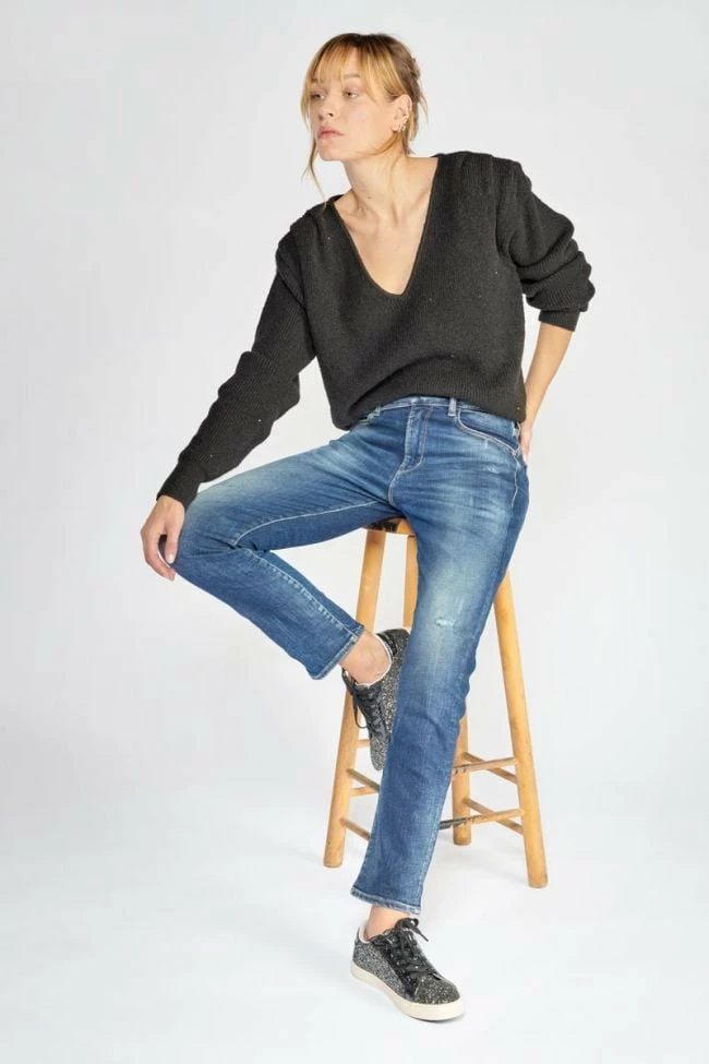 LE TEMPS DES CERISES Basic 400/17 Mom Taille Haute 7/8ème Jeans Destroy Bleu N°2 1 LE TEMPS DES CERISES Basic 400/17 Mom Taille Haute 7/8ème Jeans Destroy Bleu N°2