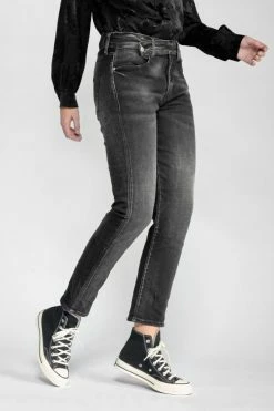 LE TEMPS DES CERISES Basic 400/17 Mom Taille Haute 7/8ème Jeans Noir N°1