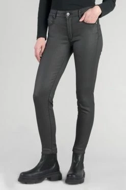 LE TEMPS DES CERISES Pulp Slim Taille Haute 7/8ème Jeans Enduit Noir N°0