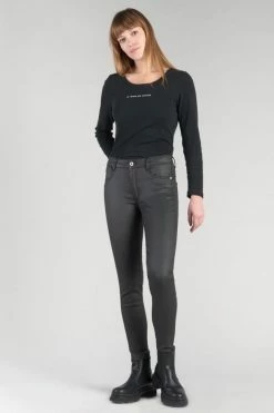 LE TEMPS DES CERISES Pulp Slim Taille Haute 7/8ème Jeans Enduit Noir N°0 -Le Temps des Cerises Soldes Magasin 222 jfpulphcwcuir 0001 imaged5