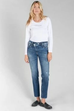 LE TEMPS DES CERISES Zep Pulp Regular Taille Haute 7/8ème Jeans Destroy Bleu N°2 -Le Temps des Cerises Soldes Magasin 222 jfzep000w1384 3001 imaged5