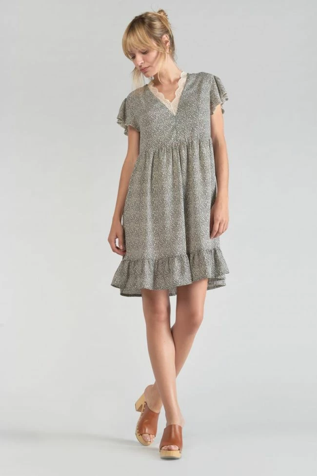 LE TEMPS DES CERISES Robe Aliette à Motif Beige Et Noir 1 LE TEMPS DES CERISES Robe Aliette à Motif Beige Et Noir