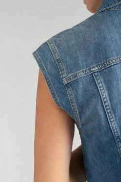 LE TEMPS DES CERISES Veste Sans Manches Galinat En Jeans Bleu -Le Temps des Cerises Soldes Magasin 231 fgalinatw3043 3001 imaged2
