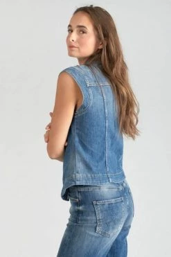 LE TEMPS DES CERISES Veste Sans Manches Galinat En Jeans Bleu -Le Temps des Cerises Soldes Magasin 231 fgalinatw3043 3001 imaged4