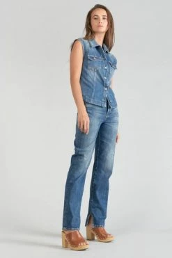 LE TEMPS DES CERISES Veste Sans Manches Galinat En Jeans Bleu -Le Temps des Cerises Soldes Magasin 231 fgalinatw3043 3001 imaged5