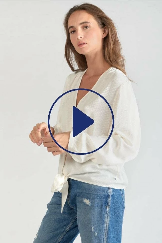 LE TEMPS DES CERISES Blouse Tala En Jacquard Crème 2 LE TEMPS DES CERISES Blouse Tala En Jacquard Crème – Image 2