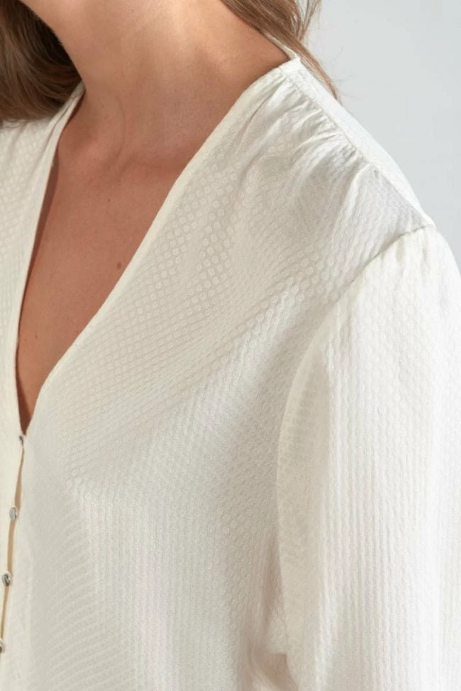 LE TEMPS DES CERISES Blouse Tala En Jacquard Crème 4 LE TEMPS DES CERISES Blouse Tala En Jacquard Crème – Image 4
