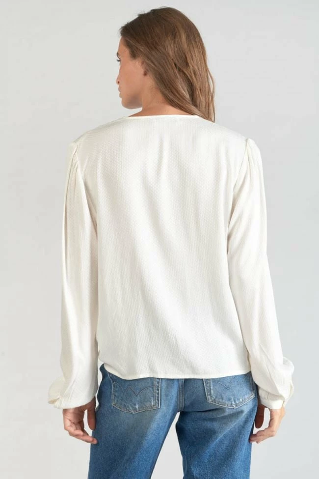 LE TEMPS DES CERISES Blouse Tala En Jacquard Crème 6 LE TEMPS DES CERISES Blouse Tala En Jacquard Crème – Image 6