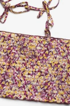 LE TEMPS DES CERISES Top Court Janisgi à Motif Floral Rose Et Jaune -Le Temps des Cerises Soldes Magasin 231 gjanisgi00000sm 2777 imaged1