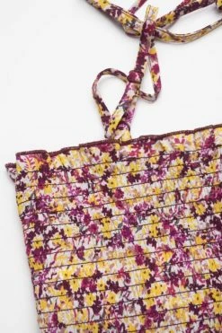 LE TEMPS DES CERISES Top Court Janisgi à Motif Floral Rose Et Jaune -Le Temps des Cerises Soldes Magasin 231 gjanisgi00000sm 2777 imaged2