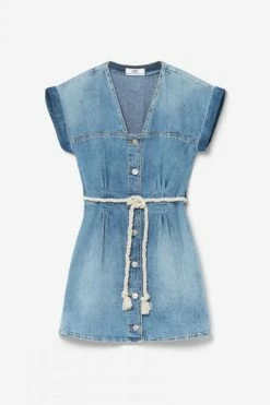 LE TEMPS DES CERISES Robe Karite En Jeans Bleu Clair