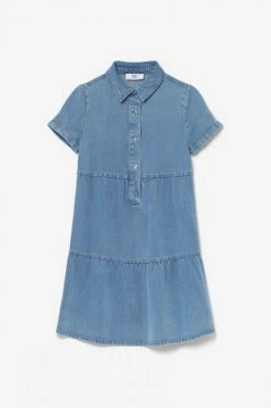 LE TEMPS DES CERISES Robe Sunogi En Tencel Bleu Denim
