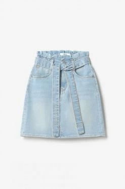LE TEMPS DES CERISES Jupe Vilar Taille Haute En Jeans Bleu Clair