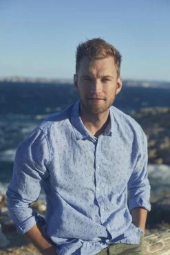 LE TEMPS DES CERISES Chemise Arpe En Lin Mélangé Bleu Ciel