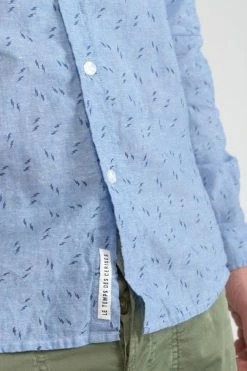 LE TEMPS DES CERISES Chemise Arpe En Lin Mélangé Bleu Ciel -Le Temps des Cerises Soldes Magasin 231 harpe00000000ml 3001 imaged4