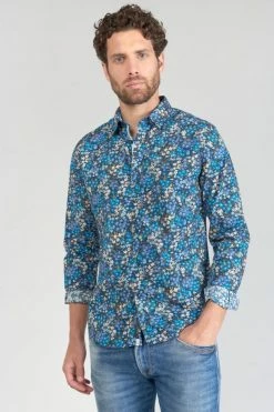 LE TEMPS DES CERISES Chemise Griba à Motif Fleuri Bleu -Le Temps des Cerises Soldes Magasin 231 hgriba0000000ml 3223 imaged4