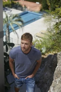 LE TEMPS DES CERISES T-shirt Mavoc Bleu Chiné Délavé