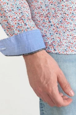 LE TEMPS DES CERISES Chemise Rodel à Motif Fleuri Rouge Et Bleu -Le Temps des Cerises Soldes Magasin 231 hrodel0000000ml 1001 imaged2