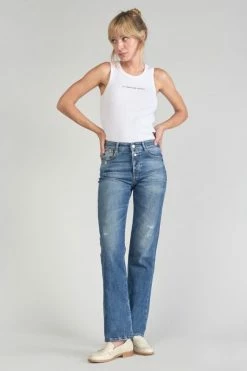 LE TEMPS DES CERISES Luxe 400/19 Mom Taille Haute Jeans Destroy Bleu N°2