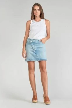 LE TEMPS DES CERISES Jupe Alofi En Jeans Bleu Clair -Le Temps des Cerises Soldes Magasin 231 jfalofi0w5162 3001 imaged5
