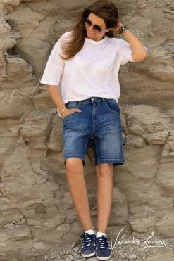 LE TEMPS DES CERISES Bermuda Charpentier En Jeans Bleu By Véronika Loubry