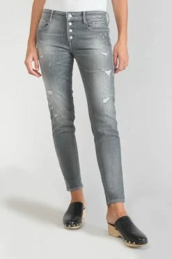 LE TEMPS DES CERISES Goudes Power Skinny 7/8ème Jeans Destroy Gris N°3