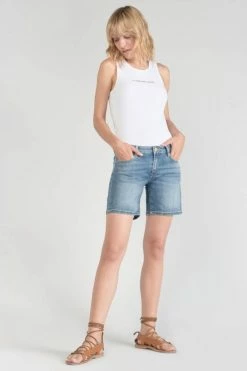 LE TEMPS DES CERISES Short Janka En Jeans Bleu Délavé