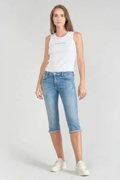 LE TEMPS DES CERISES Corsaire Oriol En Jeans Bleu Délavé -Le Temps des Cerises Soldes Magasin 231 jforiol0w6052 3001 imaged2