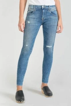 LE TEMPS DES CERISES Pounche Power Skinny 7/8ème Jeans Destroy Bleu N°3