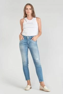 LE TEMPS DES CERISES Sabi Pulp Slim Taille Haute 7/8ème Jeans Destroy Bleu N°3 -Le Temps des Cerises Soldes Magasin 231 jfsabi00w1436 3001 imaged4
