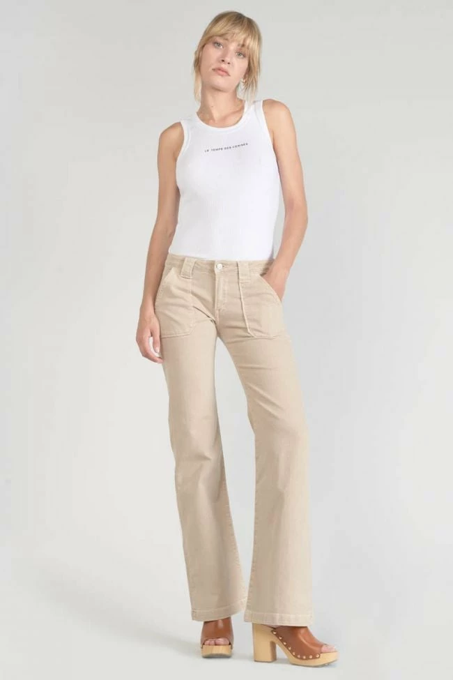 LE TEMPS DES CERISES Sormiou Flare Jeans Beige Sable 4 LE TEMPS DES CERISES Sormiou Flare Jeans Beige Sable – Image 4