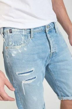 LE TEMPS DES CERISES Bermuda Laredo En Jeans Bleu Clair Délavé Destroy -Le Temps des Cerises Soldes Magasin 231 jhlaredow4084 3001 imaged4