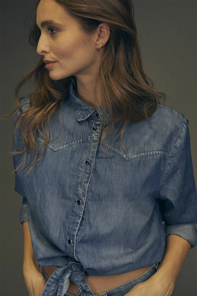 LE TEMPS DES CERISES Chemise Courte Felixa En Jeans Bleu 1 LE TEMPS DES CERISES Chemise Courte Felixa En Jeans Bleu