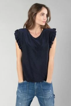 LE TEMPS DES CERISES Top Nea Bleu Nuit Irisé -Le Temps des Cerises Soldes Magasin 232 fnea000000000sm 3221 imaged1