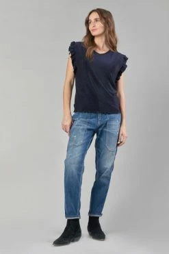 LE TEMPS DES CERISES Top Nea Bleu Nuit Irisé -Le Temps des Cerises Soldes Magasin 232 fnea000000000sm 3221 imaged6