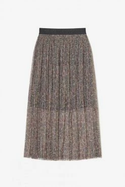 LE TEMPS DES CERISES Jupe Longue Aresgi à Motif Cachemire Irisé Doré