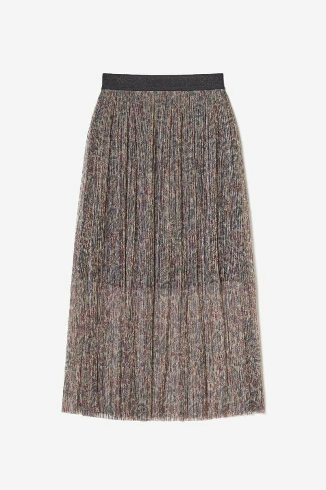 LE TEMPS DES CERISES Jupe Longue Aresgi à Motif Cachemire Irisé Doré 1 LE TEMPS DES CERISES Jupe Longue Aresgi à Motif Cachemire Irisé Doré