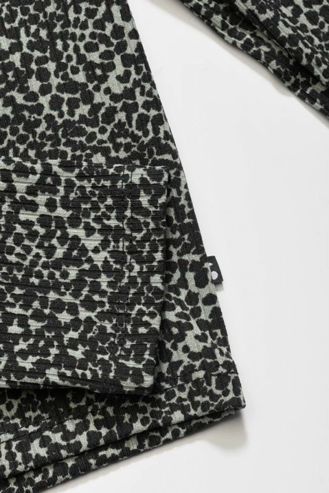 LE TEMPS DES CERISES Crop Top Besgi à Motif Léopard Vert 3 LE TEMPS DES CERISES Crop Top Besgi à Motif Léopard Vert – Image 3