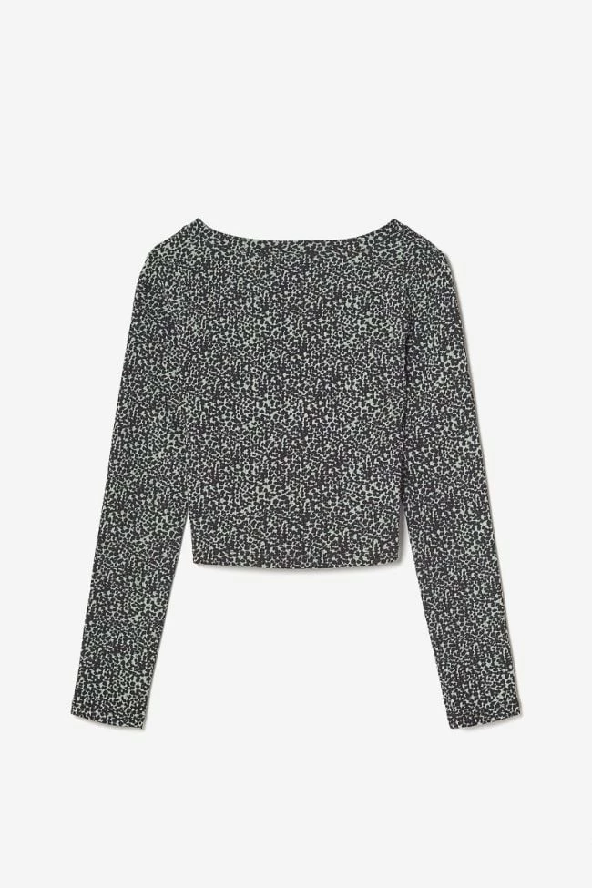 LE TEMPS DES CERISES Crop Top Besgi à Motif Léopard Vert 4 LE TEMPS DES CERISES Crop Top Besgi à Motif Léopard Vert – Image 4